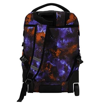 J World Lunar Rolling Backpack. Laptop Bag With Wheels. Wheeled Carry-On Travel Luggage, Galaxy, 19.5 x 13 x 8 Inches - color: Galaxy