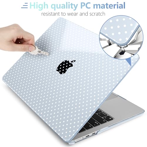MEEgoodo for M5/M4/M3/M2 MacBook Air 15 inch Case 2026 2025 2024 2023, Case Fit Model (A3448/A3241/A3114/A2941) for MacBook Air 15.3 inch, Blue & Polka Dots - color: Blue & Polka Dots