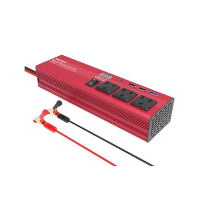 HearGrow 600W Modified Sine Wave Car Power Inverter 12 Volt Power Inverter to 110V Car Charger Converter 4 USB Ports + 3 AC Outlet for Car Appliances, Outdoor Camping, Emergency Backup
