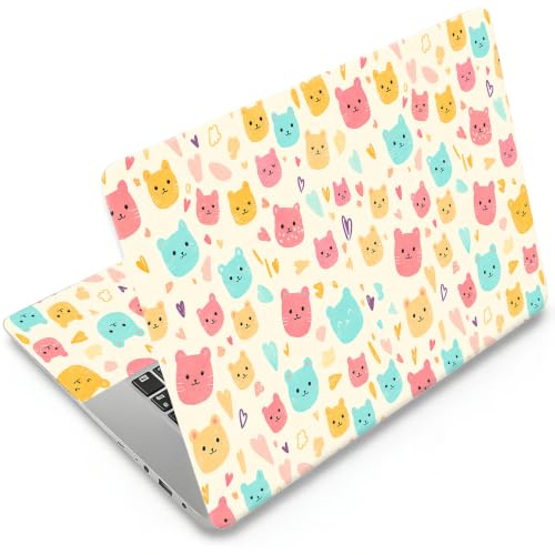 DEGDFSGR 12.1-15.6 Inch Universal Reusable Laptop Skin Sticker Decal, Waterproof Removable Protector for Notebook Cover, Scratch-Resistant Vinyl Cuttable Full Wrap Sticker,Old Cute Colorful Cat Avatar - color: Old Cute Colorful Cat Avatar