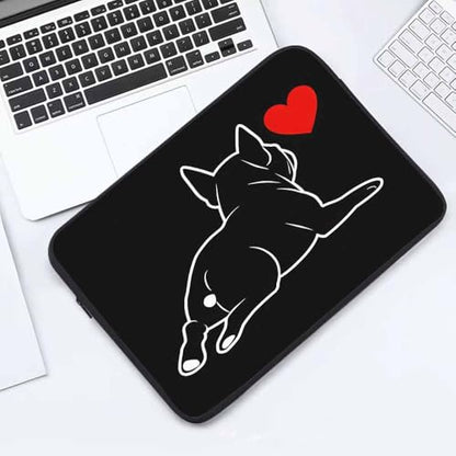 Laptop Sleeve Bag 15.4 15.6 Inch,Cute French Bulldog Funny Dog Pet Animal Heart Black Protective Polyester Computer Cases Laptop Cover Briefcase Bag Tablet Travel Cover - color: LPS-020