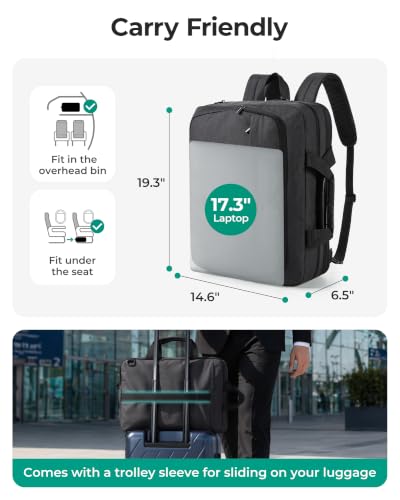 BAGSMART 3 In 1 Laptop Bag for Men Expandable Computer Bag 17.3 Inch, Black | Messenger Bag Briefcase Work Bag Business Travel Office - color: Black-【3-in-1】