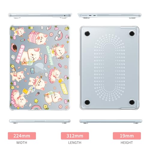 Batianda Premium Clear TPU Case for New MacBook Air 13.6" M5/M4/M3/M2 with Fun Pattern, Ultra-Slim Lightweight Protective Shell with Anti-Yellowing, Scratch Resistance & TPU Keyboard Cover, Cute Puppy - color: Cute Puppy
