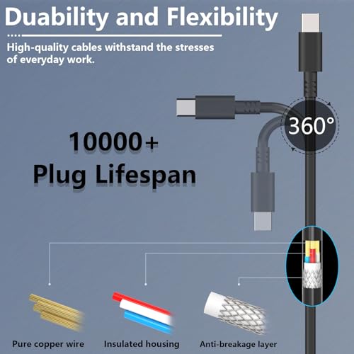 Hafiuege 100W USB C Laptop Charger, Type C Power Adapter for All Devices | Fit for Asus ROG Ally , HP Chromebook, Lenovo ThinkPad, Acer Laptops, Charge Type-C 96W 90W 65W 45W 30W Devices
