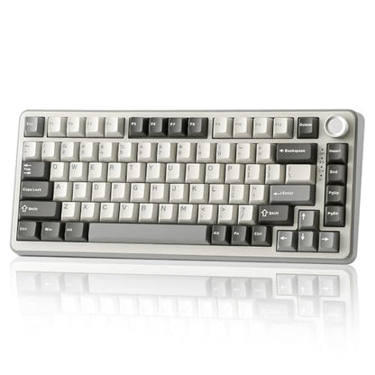 YUNZII B75 PRO Wireless Mechanical Gaming Keyboard | Custom 75% Layout with Knob,Gasket Mount,Hot Swap,Creamy Pre-lubed Switch,BT/USB-C/2.4G(Milk Switch,Grey) - color: Grey, size: Milk Switch