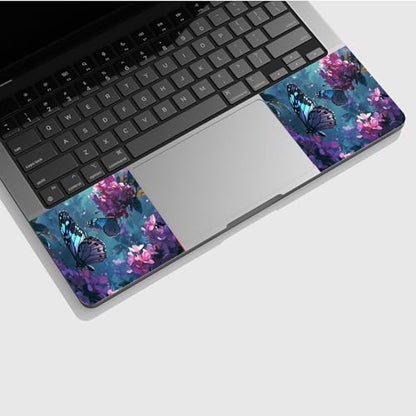 Universal Laptop Skin Sticker with 2 Wrist Pad Skins, Waterproof Scratch Resistant Vinyl Laptop Cover Decal, Cut to Fit for 11–15.6 Inch MacBook HP Dell Lenovo, Flowers Butterfly - color: Flowers Butterfly