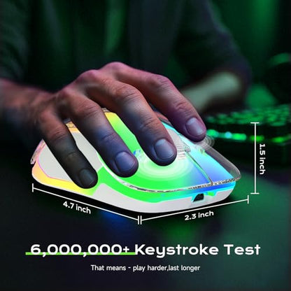 memzuoix 2.4G LED Wireless Mouse, Rechargeable Ergonomic Mouse with Detachable Cover, 1400 DPI Portable Optical Computer Mouse with USB Receiver for Laptop, PC, Desktop and MacBook, 5 Buttons-Green - color: Green