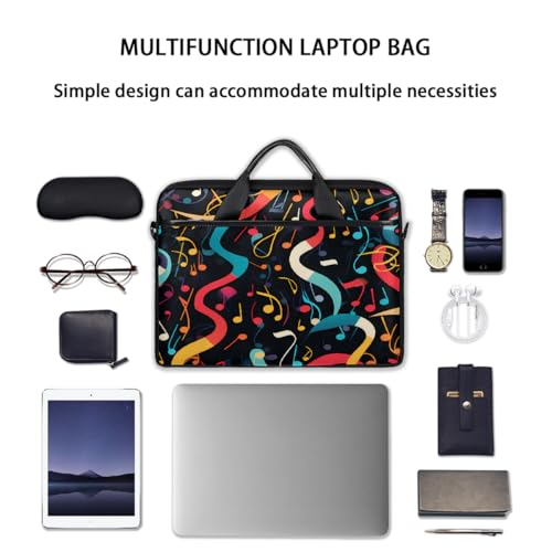 Laptop Shoulder Bag for Women Men, Waterproof Computer Case Messenger Bag Briefcase for Business Office Travel - color: Music Note