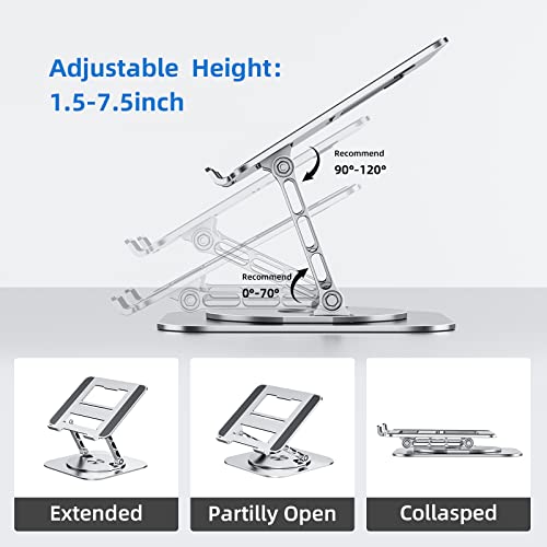MCHOSE Laptop Stand with 360° Rotating Base, Foldable Adjustable Computer Holder, Ergonomic Design Compatible with MacBook Air Pro, Dell XPS, HP, Lenovo More 10-17" (A-Silver) - color: A-Silver