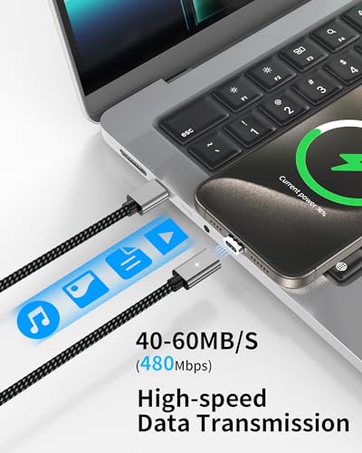 ZBF 100W USB C Magnetic Charging Cable,Magnetic Charger Cable for USB C to C(3 Pack, 5/6.6/6.6FT) 480Mbps Data Transfer, 5A Fast Charging for Phone 17 16 15 14,13 Pro Max,MacBook Pro Pad Galaxy S22 - color: A