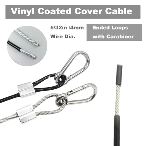 5 pcs 12 inch Vinyl Cover Coated Stainless Steel Wire Rope Lanyard Cable Tether Safety Strap with Hooks and 2 Loops (4mm Thickness), Clear - color: 5pcs_Clear, size: 12"/30cm
