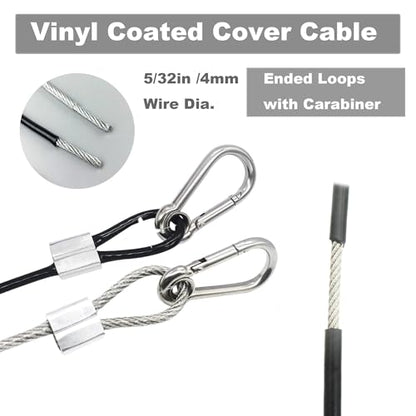 5 pcs 12 inch Vinyl Cover Coated Stainless Steel Wire Rope Lanyard Cable Tether Safety Strap with Hooks and 2 Loops (4mm Thickness), Clear - color: 5pcs_Clear, size: 12"/30cm
