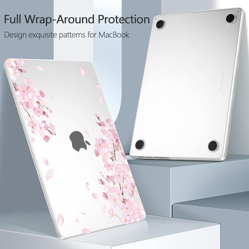 Designed for M5/M4/M3/M2 MacBook Pro 14 inch Case 2025 2024 2023 2021 Model, Ultra-Thin Hard Shell Case with Keyboard Cover & USB Adapter & Webcam Cover, Cherry Blossoms - color: Fluttering Cherry Blossoms