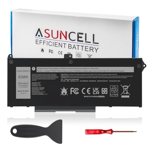ASUNCELL RJ40G 63Wh Laptop Battery Replacement for Dell Latitude 15 5520 Latitude 14 5420 Precision 15 3560 Series M033W 01K2CF 075X16 WY9DX P137G P137G001 P104F P104F001 0WK3F1 0M3KCN 15.2V 3941mAh - size: RJ40G 10.83 × 5.12 × 0.73 in