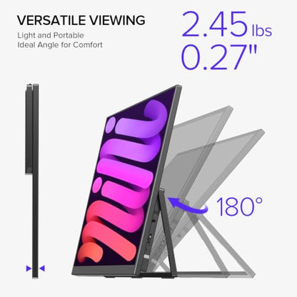 UPERFECT Portable Monitor, 18.5" 120Hz 1080P Laptop Gaming Display | 125% sRGB, HDR, FreeSync, 350 Nits Brightness, VESA Support, Stand Included, USB-C & Mini HDMI Screen for Gaming & Travel - size: 18.5"