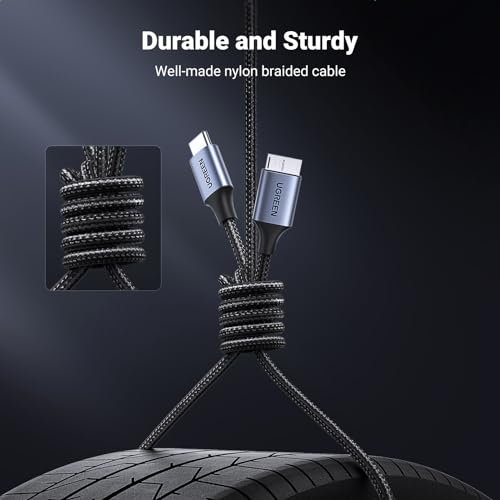 UGREEN 10Gbps USB C to Micro B Cable 10FT for External Hard Drive | 10Gbps transfer speed, braided shield, 40000+ bend tests, aluminum alloy shell, wide device compatibility - size: 10 FT