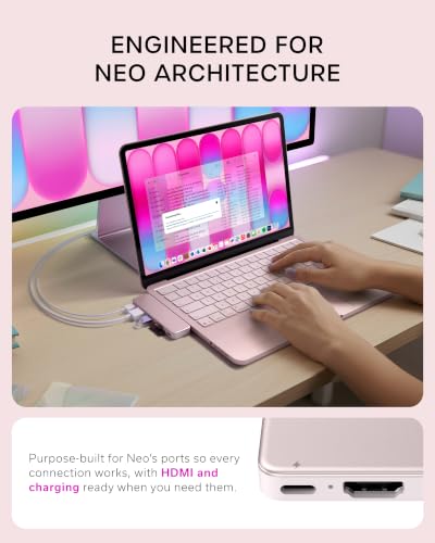 Satechi USB-C Snap Hub for MacBook Neo, 6-in-2 Flush Dual-Connector Hub with 4K/60Hz HDMI, 45W Pass-Through Charging, SD & microSD Card Readers, USB-A & USB-C 5Gbps Data, Blush - color: Blush