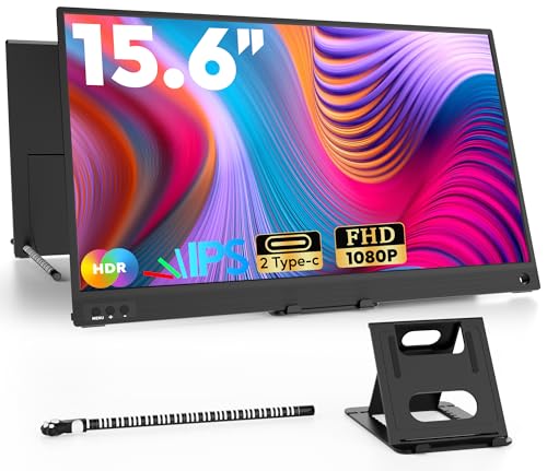 ZSCMALLS Portable Monitor, 15.6" 1080P FHD Laptop Monitor USB-C HDMI Computer Display IPS Second Screen, Laptop Extended Screen for PC Phone Mac Xbox PS4/5 Switch - size: 15.6 inch