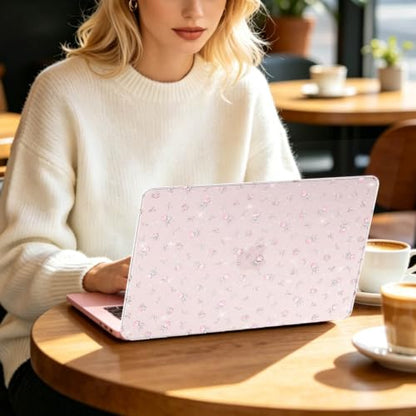 Feams for MacBook Neo 13 Inch Case 2026 A3404, Sparkly Glitter Protective Case Hard Shell Transparent Cover for MacBook Neo 13 Inch 2026 (A18 Pro Chip) with Keyboard Cover, Pink Bow Rose - color: Pink Bow Rose