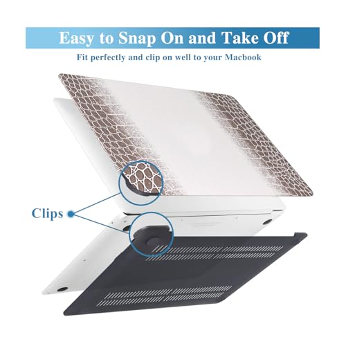 Crocodile Case for MacBook Air 13 inch 2026 M5, 2022-2025 M4/M3/M2 | Model A3449 A3240 A3113 A2681, Texture Crocodile Aligator Skin Snakeskin PU Leather Hardshell & Keyboard Cover, Taupe Ombre - color: ## Taupe Ombre Crocodile