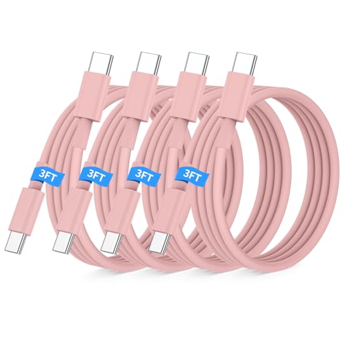 Essri USB C to USB C Cable 3FT for Apple iPhone 16 15 Charger Cord,4Pack 60W C to C Cable Fast Charging Wire for iPhone 16 15 Pro Plus Pro Max iPad Pro/Air MacBook Pro/Air,for Galaxy S24 S23-Pink - color: Pink, size: 4Pack 3Feet 60W