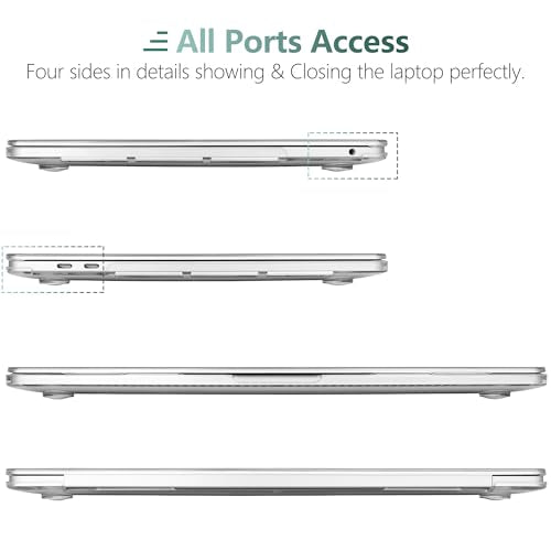 for MacBook Pro 13 inch Case 2023 2022 2021 2020 Release Model: A2338 M2/M1 A2289 A2251 with Touch Bar & Touch ID, Logo See Through Plastic Hard Shell Case & Keyboard Cover, Crystal Clear - color: Crystal Transparent