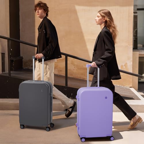 mixi Luggage Suitcase with Spinner Wheels, Hardside Rolling Suitcase PC with Cover & TSA Lock Lightweight Travel Case 28in Checked in, Rock Gray - color: Rock Gray, size: 28in Checked in