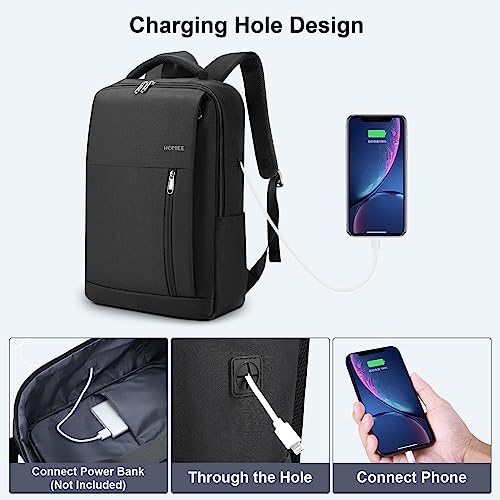 HOMIEE 17 Inch Laptop Backpack Slim Durable Business Backpack | USB Charging Port, Lightweight, Durable & Water-Resistant, Luggage Strap, Casual Daypack for School Work Travel