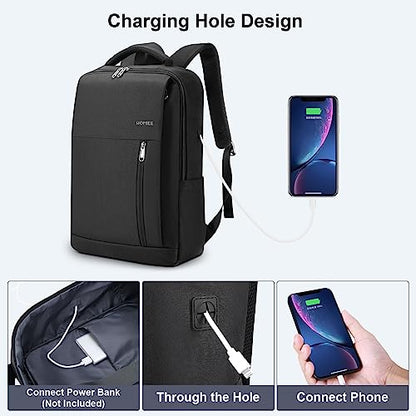 HOMIEE 17 Inch Laptop Backpack Slim Durable Business Backpack | USB Charging Port, Lightweight, Durable & Water-Resistant, Luggage Strap, Casual Daypack for School Work Travel