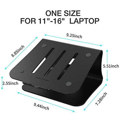 Laptop Stand, Aluminum Notebook Holder Riser Heat-Vent for MacBook Air/Pro, Dell, HP, Lenovo, Microsoft Surface, Samsung 11-16 inches Notebook (Black) - color: Black