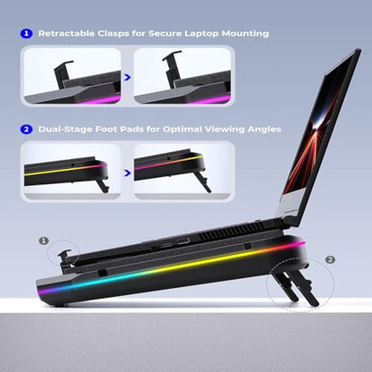 Cooling Pad for Asus ROG Strix G18 G16 G17 G15 Strix Scar 18 16 17 15 Gaming Laptop, It is a Well Deserved Heat Dissipation Monster，Cooler with Powerful Turbo Fan Can Fast Cooling,6 RGB Light Mode