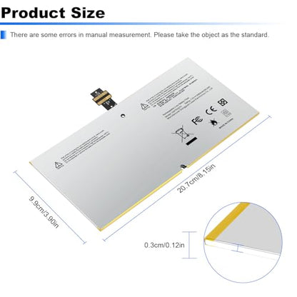 TREE.NB 7.5V 38.2Wh G3HTA027H DYNR01 Laptop Battery Replacement for Microsoft Surface Pro4 Pro 4 1724 12.3 inch Tablet DYNRO1 G3HTA026H G3HTA027H - size: 8.15x3.9x0.12inch G3HTA027H