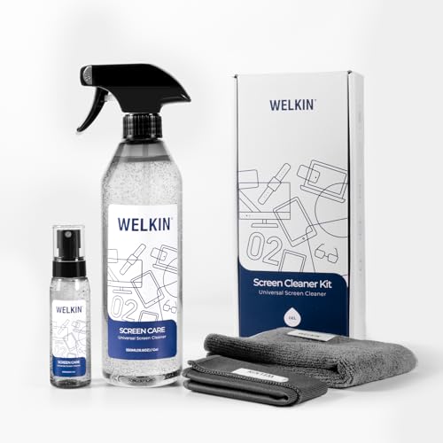 WELKIN Screen Cleaner Gel Kit, 18.6 oz + 2 oz for TV, Laptop & Phone | Gentle Gel Formula, Applies Precisely Without Dripping, Easy Screen Cleaning, Includes 1 Microfiber Cloth & 1 Glass Wipe - size: Gel Kit