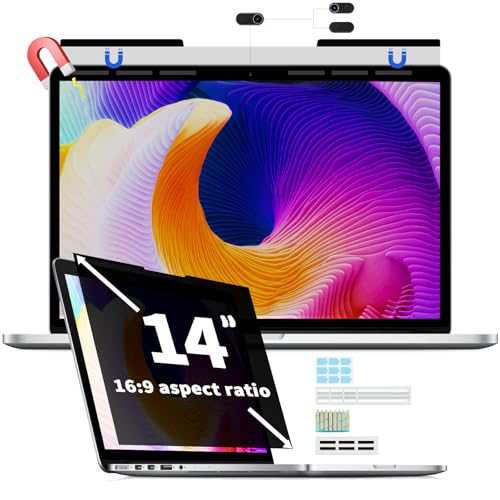 Magnetic Laptop Privacy Screen for 14 Inch 16:9, Removable Computer Screen Privacy Shield 14" Aspect Privacy Filter Screen Protector for with Lenovo Hp Dell Acer Asus Thinkpad Envy