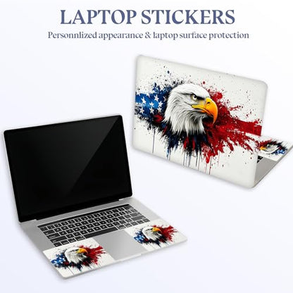 Universal Laptop Skin Sticker Decal,15.6 Inch Laptop Vinyl Cover for 13" 14" 15.6" Laptop,Waterproof Scratch-Resistant Protector Wrap,Reusable with Wrist Pads,American Eagle Flag Splash - color: American Eagle Flag Splash