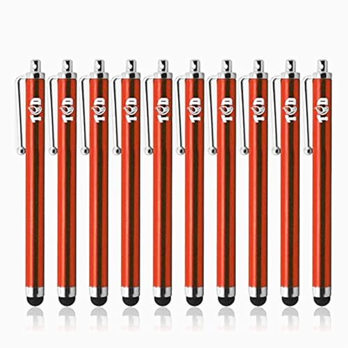 TCD 10 Pack Stylus Pen Set for Touch Screen Devices w/Thick Rubber Tip, Red | Universal Capacitive Pen for iPad, iPhone, Tablet, Laptop, Premium Bulk Stylus Pens for Writing, Drawing, and Note Taking - color: Red, size: 10 Pack