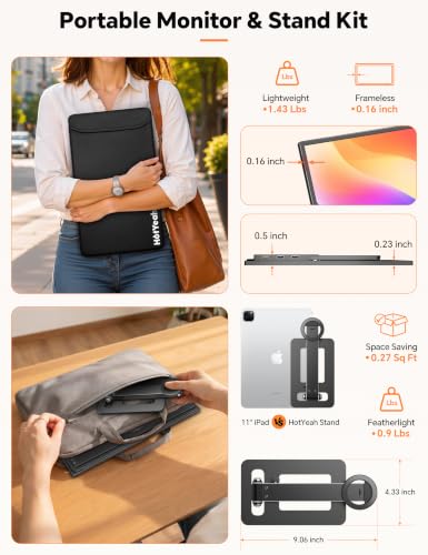 HotYeah Travel Portable Monitor with Stand, w/Magnetic Stand & Speaker | 15.6" 1080P 125% sRGB USB-C HDMI HDR External Display, 2nd Screen for Laptop MacBook Computer Phone Tablet Switch PS5 Xbox - size: 15.6 inch