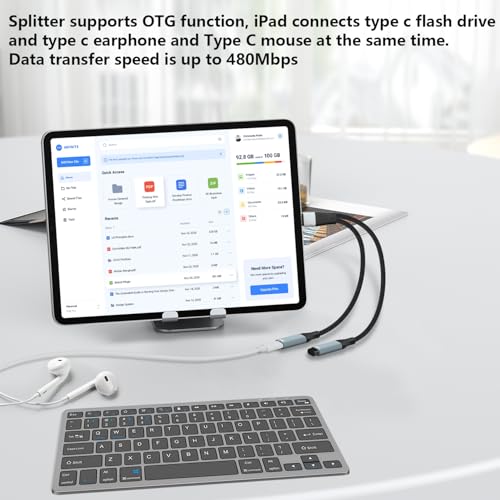 USB C to Dual USB Type C Female Splitter Cable Earphone Adapter Type C OTG Splitter with Data Transfer Compatible with iPad Pro, iPad Air 7/6/5, MacBook, iPhone 17/16/15, Galaxy S25/S24/S23, Pixel 9