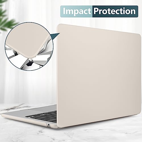for MacBook Air 15 Inch Case M5 M4 M3 M2 (2026-2023) A3448 A3241 A3114 A2941, Protective Hard Shell Cover Compatible with Touch ID & Liquid Retina Display - Cream Stone - color: Cream Stone