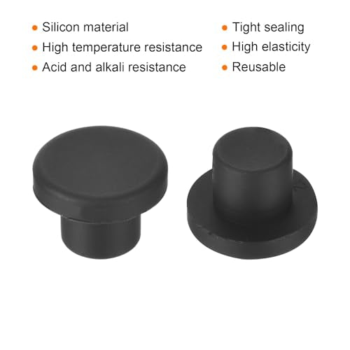uxcell High Temp Silicone Plug Mount Dia 12mm/0.47 inch t Shaped Rubber Stopper Hole Plugs for Powder Coating Plating Waterproof Plugs Sealing Plugs Black Pack of 12(OD 20mm) - size: 12x20mm