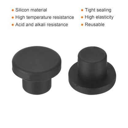 uxcell High Temp Silicone Plug Mount Dia 12mm/0.47 inch t Shaped Rubber Stopper Hole Plugs for Powder Coating Plating Waterproof Plugs Sealing Plugs Black Pack of 12(OD 20mm) - size: 12x20mm