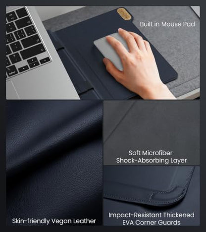 Nillkin 14 inch Laptop Sleeve with Stand (4-in-1), 2 Stand Modes, Mouse Pad | Magnetic Handle | Slim Laptop Case | MacBook Air 13 inch Case for Samsung/Surface/HP/Chromebook/Dell/Lenovo 12-14'', Black - color: Black, size: 12-14 inch