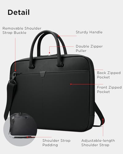 Lenovo 15.6-inch Laptop Bag (T200) - Water Resistant Leather Messenger Bag with Padded Device Compartment – Multi Compartment Professional Handbag with Shoulder Strap for Travel & Business