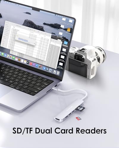 LENTION 7-in-1 USB C Hub, 4K@60Hz HDMI, 100W PD, Card Reader, USB 3.0 & 2.0 | Plug and Play, Stable Driver 3.0 Certified, for macOS, iOS/iPadOS, Windows & ChromeOS (CB-CE18, Silver) - color: Silver