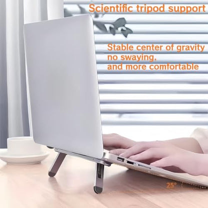 0.5cm Ultra Thin Invisible Laptop Stand, Foldable Mini Aluminum Laptop Riser, Portable Hidden Cooling Support Foot for MacBook 11-17 Inch Laptops& Tablets, 2 Adjustable Height Anti-Slip Notebook Stand