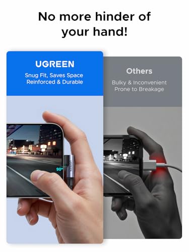 UGREEN 240W Right Angle USB C Cable, PD 3.1 Fast Charging, 3.3ft | 90° right angle with E-Marker chip. For iPhone 17/16/Pro/Max, MacBook Pro M5, iPad, Galaxy S26/S25, Steam Deck, Switch - size: 3.3FT