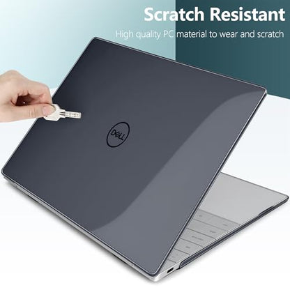 Crystal Clear Case for Dell XPS 13 Copilot+ PC 13.4" Display 2024 – Slim Lightweight Transparent Laptop Shell with Scratch-Resistant Protection, Ventilation Design, Black - color: Black