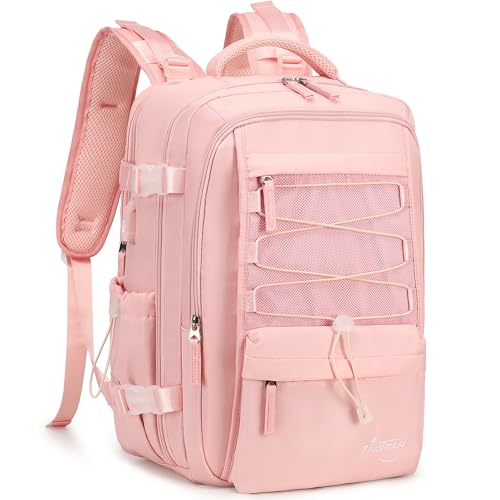 Travel Backpack for Women Men 17 Inch Laptop Backpacks with USB Port Carry on Bag Airline Approved Large College School Bookbags Waterproof Work Business Sport Rucksack Casual Daypack (Pink) - color: Pink, size: 17 Inch