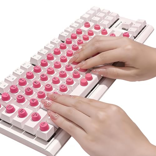 64 Pcs Keyboard Sticker for Long Nails - Keyboard Sticker for Long Nails with Letters, Protective Type Long Nail Keyboard Stickers, Antistatic, Compatible for Gaming/PC/Laptop (Pink) - color: Rose Pink