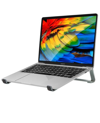 Thibault Laptop Stand for Desk - Aluminum Ergonomic Computer Stand，Laptop Riser, Cooling Laptop Holder, Compatible with MacBook Air Pro/Dell/HP/Lenovo/Alienware and 13-17 inches Laptops, Blue Grey - color: Blue Grey